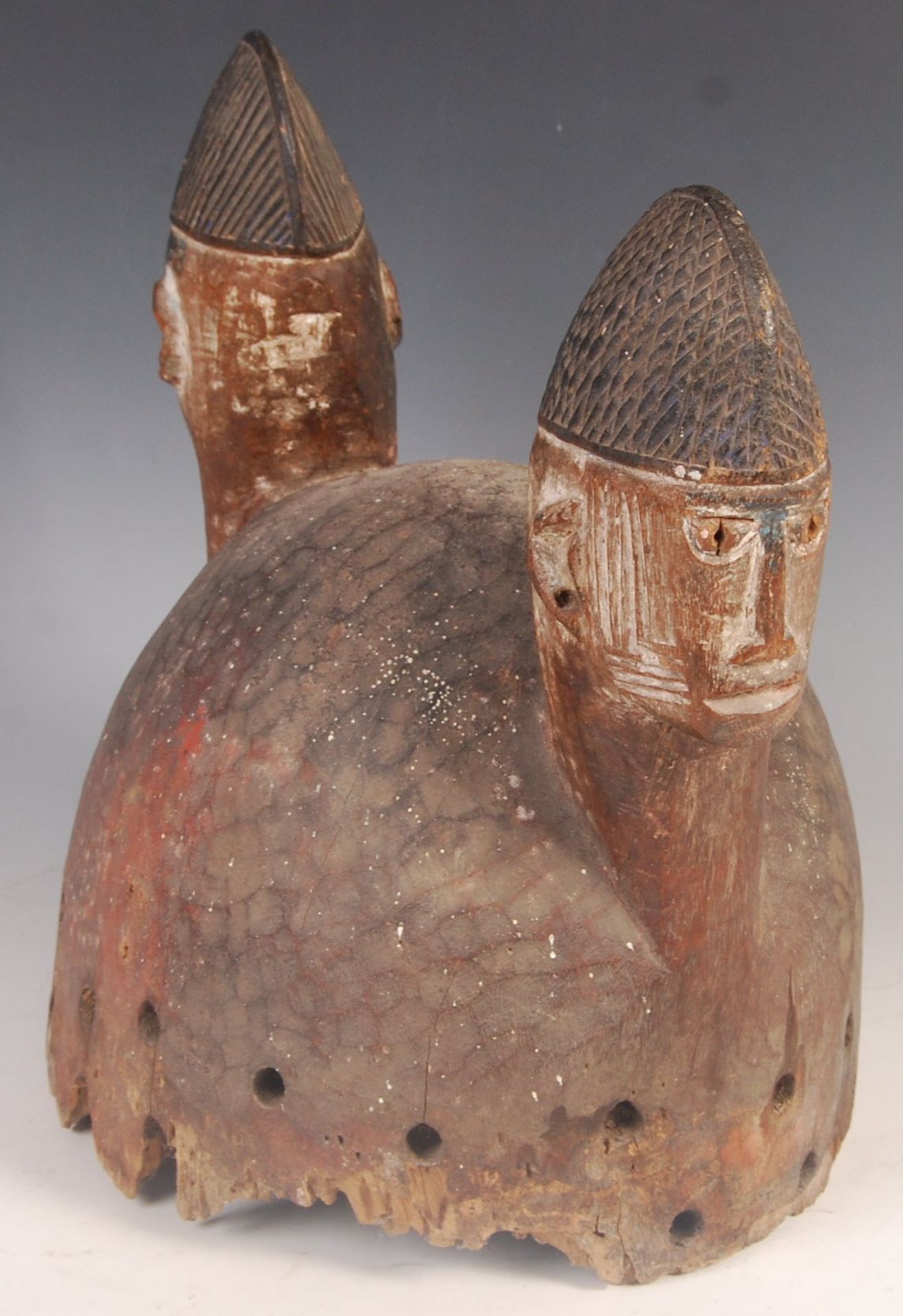 BELIEVED WEST AFRICAN NIGERIAN YORUBA PEOPLE TWIN HEADED SCULPTURE - Bild 3 aus 8