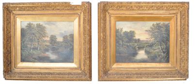 ENGLISH SCHOOL PAIR OF 19TH CENTURY OIL ON CANVAS LANDSCAPES