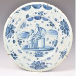 17TH CENTURY ITALIAN SAVONA LEVANTINO BLUE AND WHITE PLATE