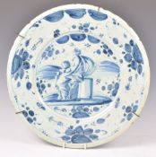 17TH CENTURY ITALIAN SAVONA LEVANTINO BLUE AND WHITE PLATE