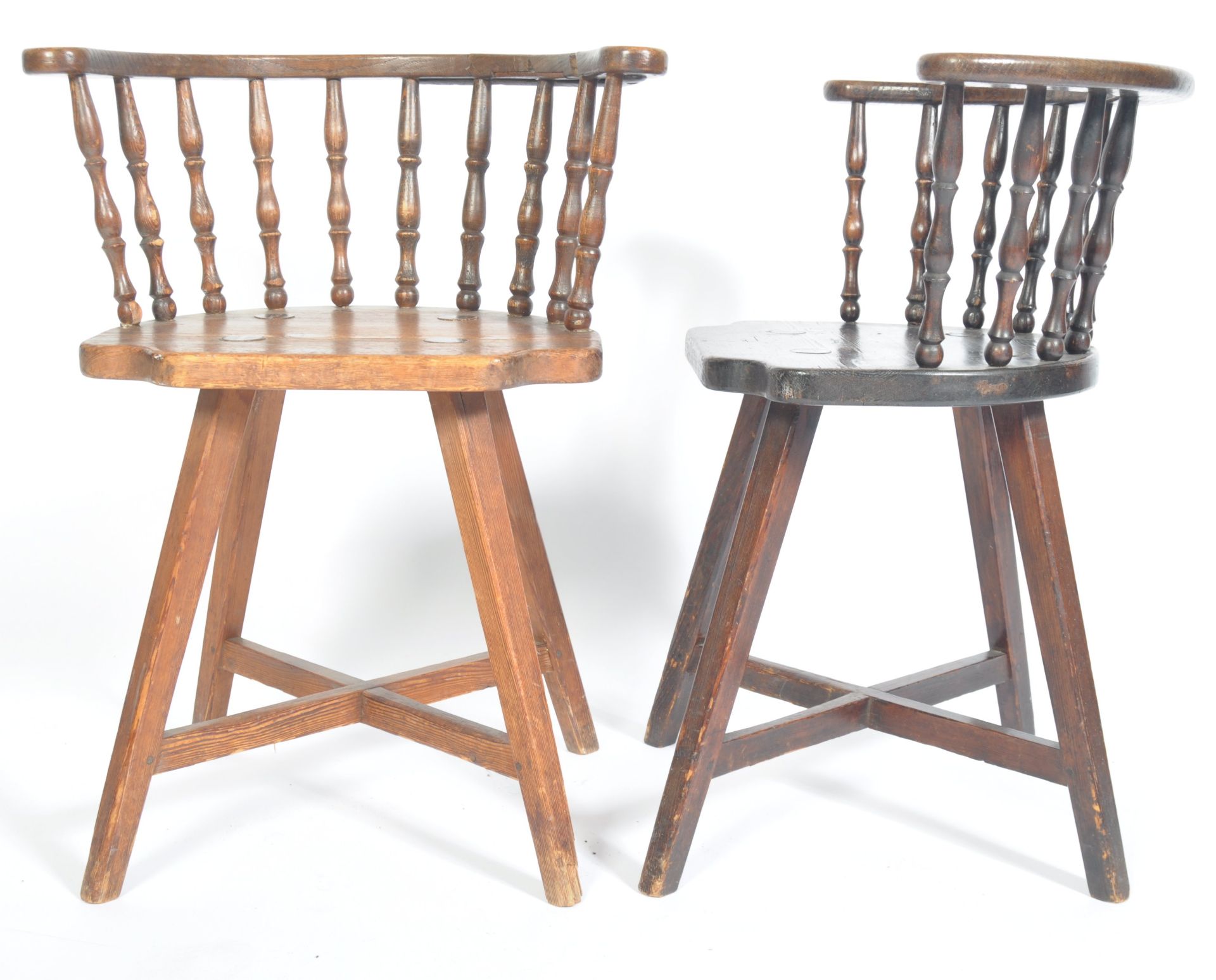 PAIR OF 19TH CENTURY PINE COUNTRY TAVERN PUB CHAIRS - Bild 3 aus 5