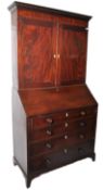 19TH CENTURY GEORGE III MAHOGANY ESTATE BUREAU BOOKCASE