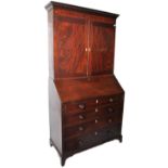 19TH CENTURY GEORGE III MAHOGANY ESTATE BUREAU BOOKCASE