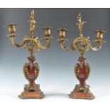 PAIR OF FRENCH 19TH CENTURY ORMOLU & SCARLET TORTOISESHELL CANDELABRA