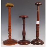 SET OF THREE 19TH CENTURY MAHOGANY WIG STANDS