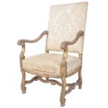 19TH CENTURY FRENCH HIGH BACK GILTWOOD FAUTEUIL ARMCHAIR