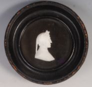 VICTORIAN 19TH CENTURY GROUND GLASS SILHOUETTE OF DANTE IN EBONISED FRAME