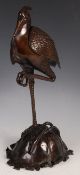 LARGE JAPANESE MEIJI PERIOD BRONZE INCENSE BURNER IN THE FORM OF A HERON