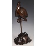 LARGE JAPANESE MEIJI PERIOD BRONZE INCENSE BURNER IN THE FORM OF A HERON