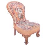 HIGH VICTORIAN 19TH CENTURY MAHOGANY SPOON BACK NURSING CHAIR