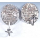 PAIR OF SILVER PLATED DUTCH WALL CANDLE SCONCES WITH REPOUSSE DECORATION