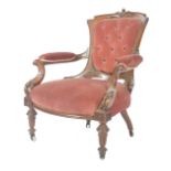 HIGH VICTORIAN 19TH CENTURY MAHOGANY SALON ARMCHAIR