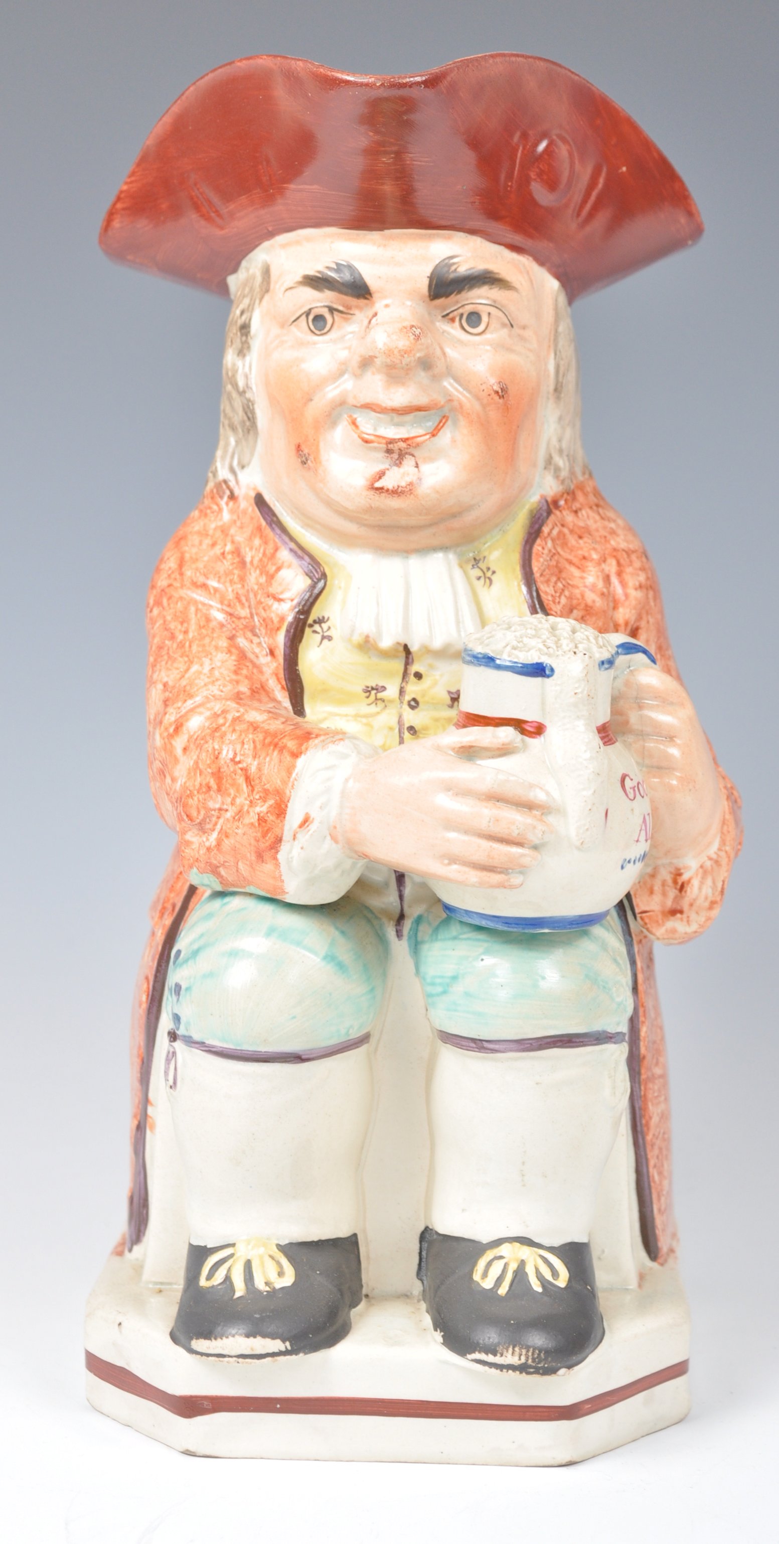 LATE 18TH CENTURY PEARLWARE TOBY / CHARACTER JUG ' GOOD ALE '