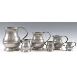 EARLY 19TH CENTURY GRADUATING PEWTER POT BELLY MEASURES