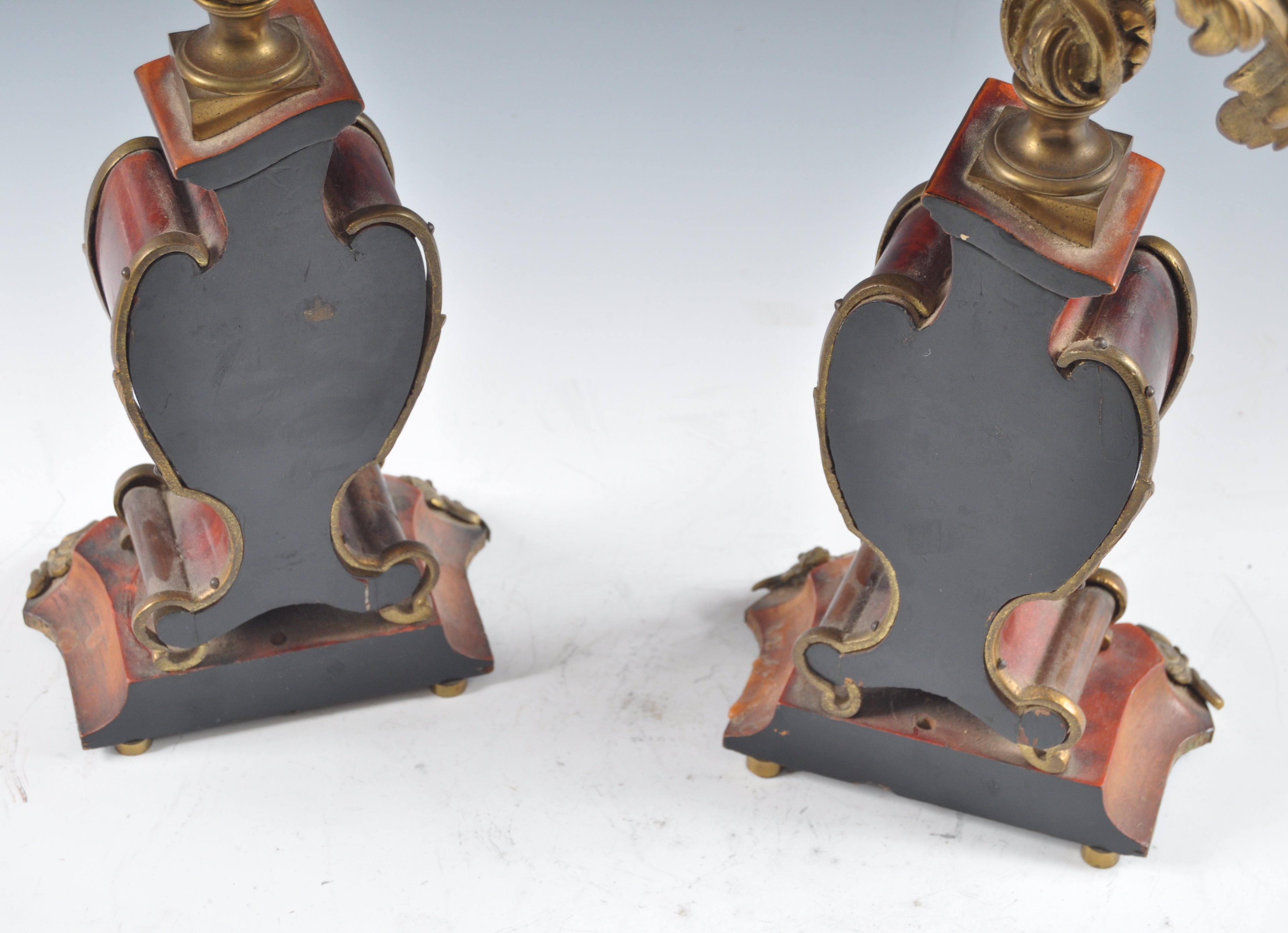 PAIR OF FRENCH 19TH CENTURY ORMOLU & SCARLET TORTOISESHELL CANDELABRA - Image 9 of 9