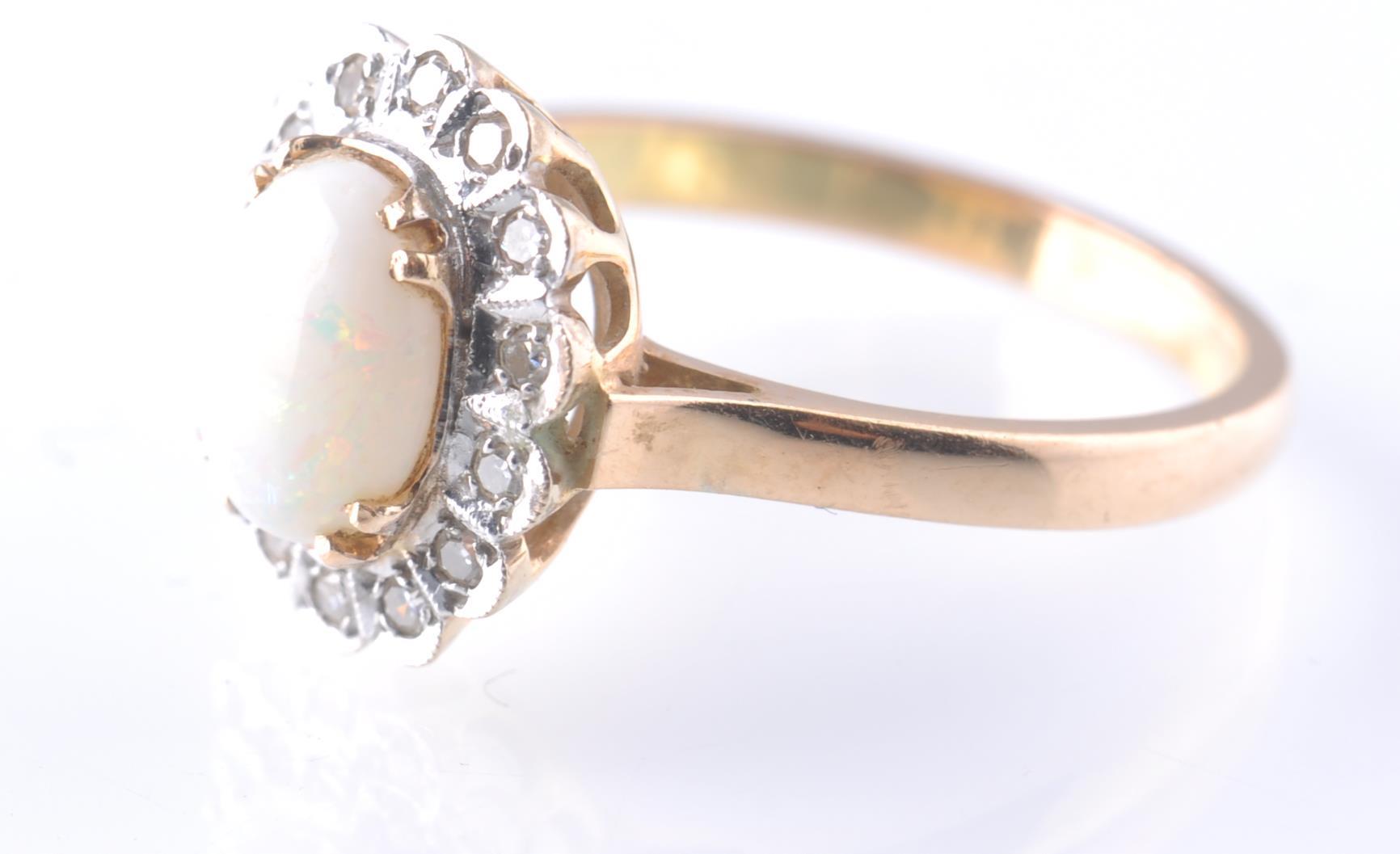 A 14CT GOLD OPAL AND DIAMOND RING - Image 3 of 4