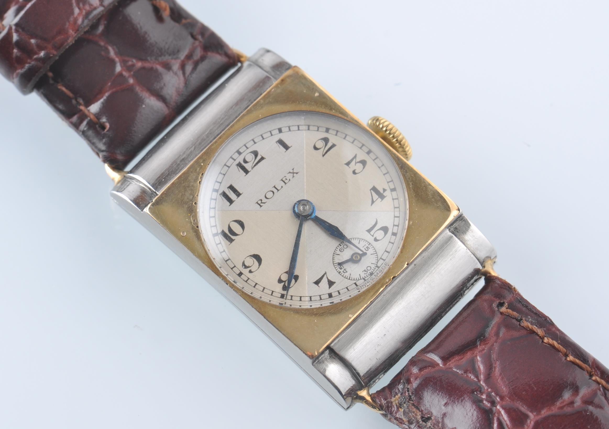 RARE ROLEX 1930'S BI COLOUR GOLD AND STEEL WRIST WATCH - Image 4 of 8