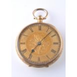 EARLY 20TH CENTURY 18CT GOLD OPEN FACED KEY WIND POCKET WATCH