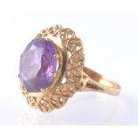 14CT GOLD & SYNTHETIC COLOUR CHANGE SAPPHIRE DRESS RING