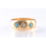 EDWARDIAN 22CT GOLD AND TURQUOISE DIAMOND RING