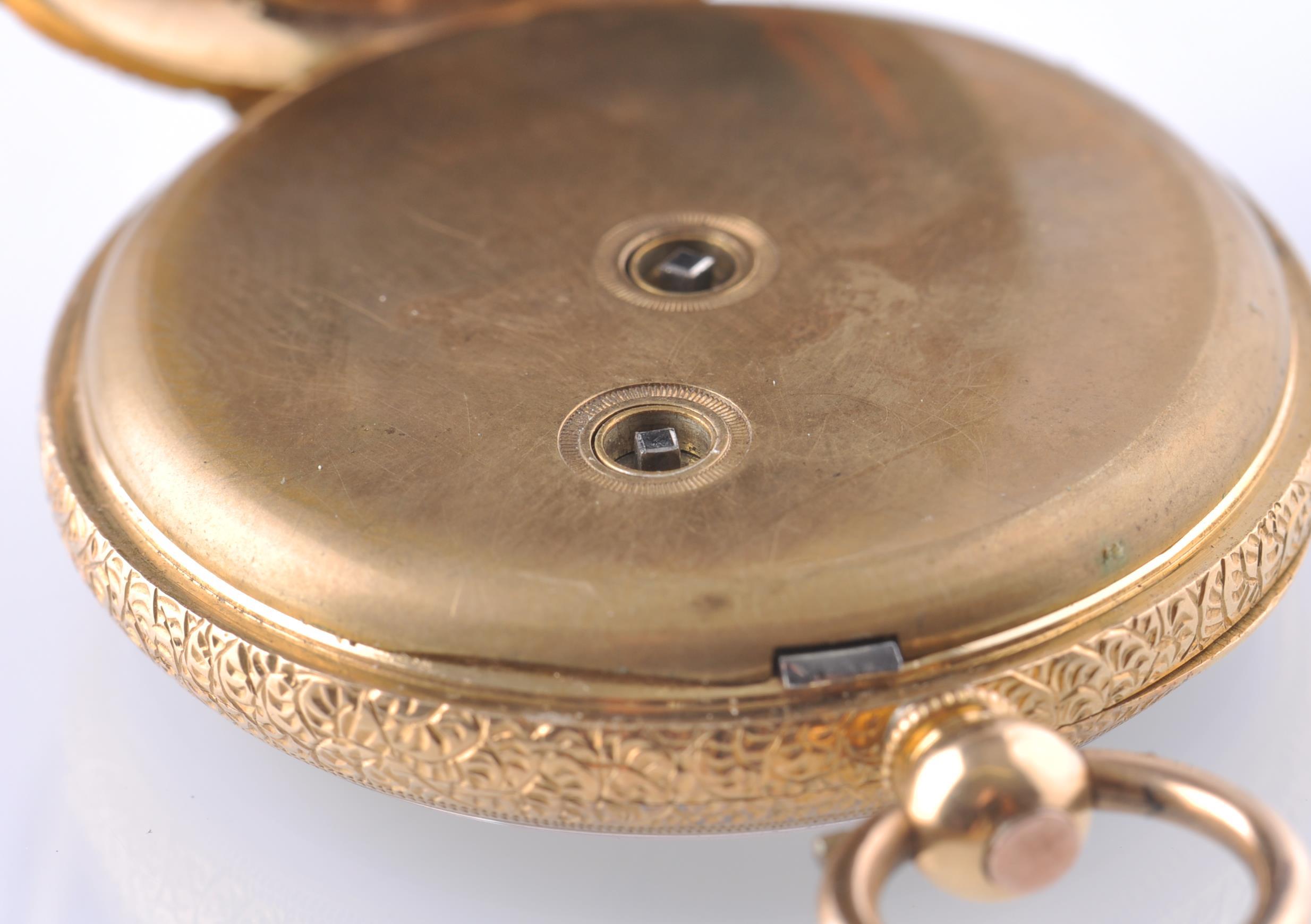 EARLY 20TH CENTURY 18CT GOLD OPEN FACED KEY WIND POCKET WATCH - Image 5 of 6