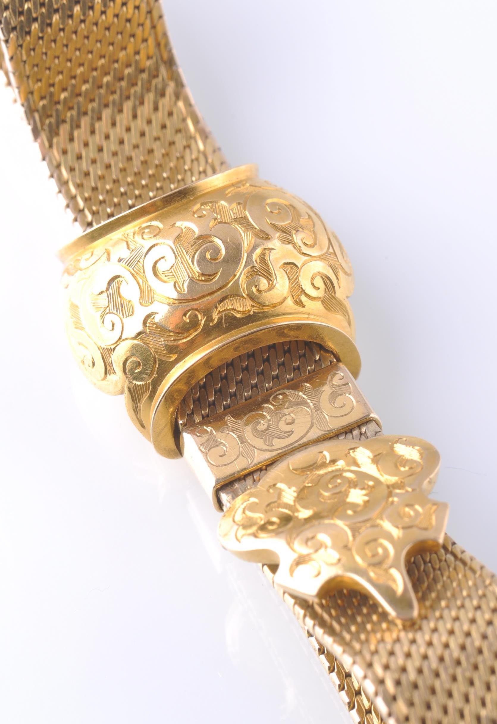 A 19TH CENTURY 18CT GOLD CONTINENTAL MESH BRACELET - Image 5 of 6