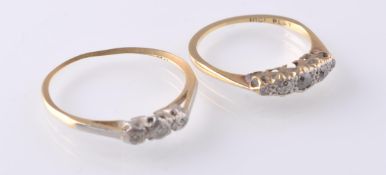 TWO EARLY 20TH CENTURY 18CT GOLD AND DIAMOND RINGS