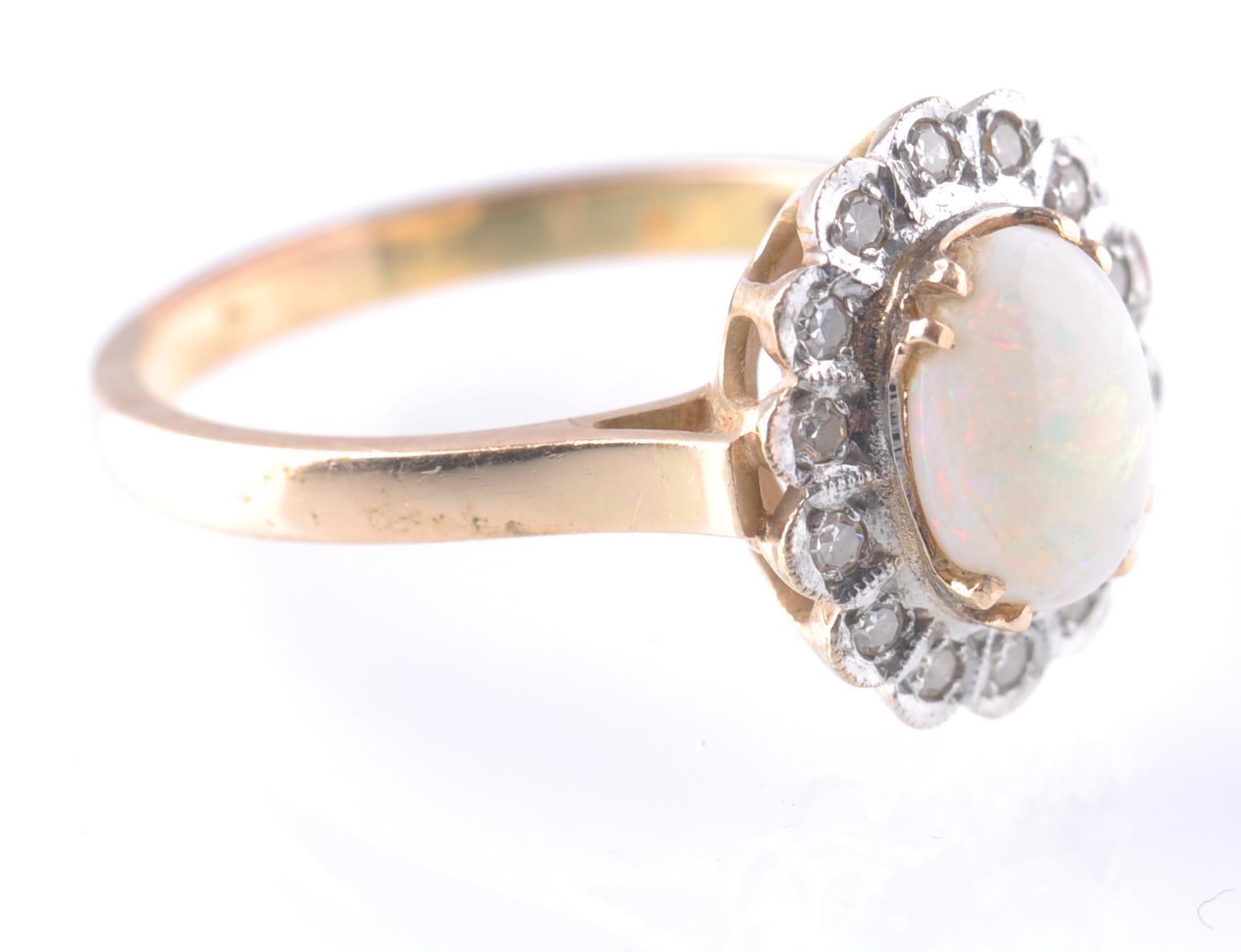 A 14CT GOLD OPAL AND DIAMOND RING - Image 2 of 4