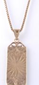 HALLMARKED 9CT GOLD BOX CHAIN AND INGOT STYLE PENDANT