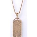 HALLMARKED 9CT GOLD BOX CHAIN AND INGOT STYLE PENDANT