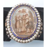 19TH CENTURY GOLD ENAMEL AND SEED PEARL MOURNING BRACELET