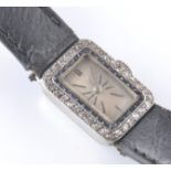 A FRENCH ART DECO PLATINUM SAPPHIRE AND DIAMOND WATCH