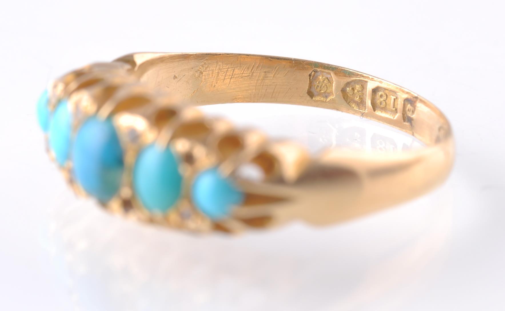 An 18CT GOLD & TURQUOISE GYPSY RING - 1915 - Image 4 of 4