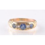 VICTORIAN 9CT GOLD SAPPHIRE AND DIAMOND RING