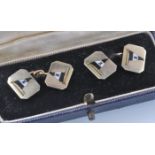 PAIR OF 9CT GOLD HALLMARKED CUFFLINKS WITH ENAMEL PICTORIALS