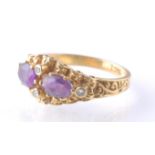 18CT GOLD DROP SHAPED AMETHYST AND DIAMOND RING