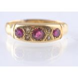 A LATE 19TH / EARLY 20TH CENTURY STAMPED 18CT GOLD RING AND DIAMOND RING