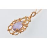 9CT GOLD AMETHYST PENDANT AND 15CT GOLD CHAIN