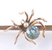 EARLY 20TH CENTURY ART NOUVEAU SPIDER BAR BROOCH 9CT