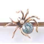 EARLY 20TH CENTURY ART NOUVEAU SPIDER BAR BROOCH 9CT