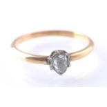 19TH CENTURY ANTIQUE ROSE GOLD SINGLE STONE DIAMOND RING