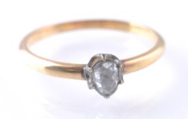 19TH CENTURY ANTIQUE ROSE GOLD SINGLE STONE DIAMOND RING