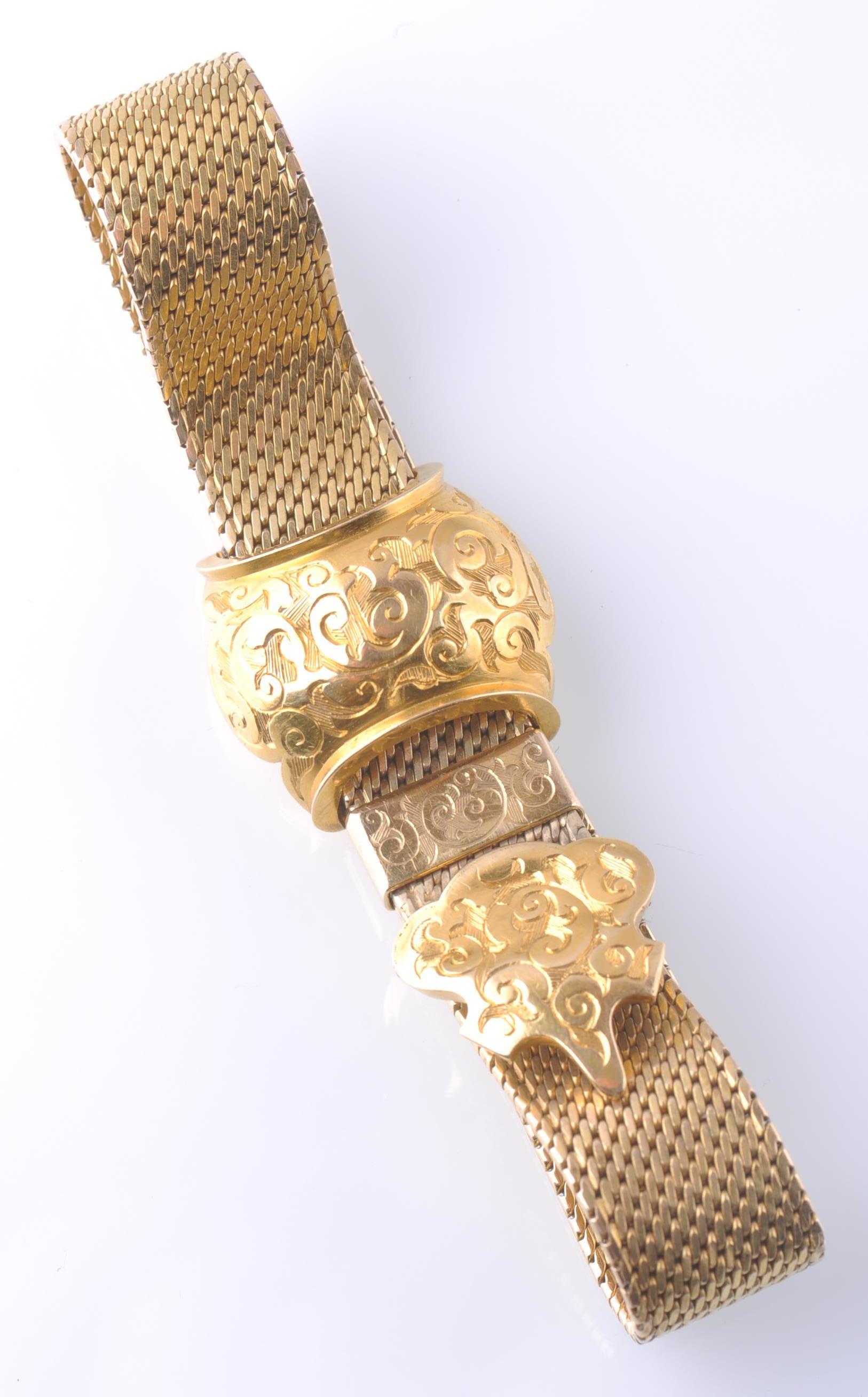 A 19TH CENTURY 18CT GOLD CONTINENTAL MESH BRACELET - Image 6 of 6