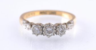AN EARLY 20TH CENTURY 18CT GOLD, PLATINUM DIAMOND RING