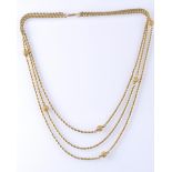 19TH CENTURY VICTORIAN 9CT GOLD 3 STRING NECKLACE CHAIN