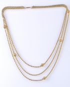 19TH CENTURY VICTORIAN 9CT GOLD 3 STRING NECKLACE CHAIN