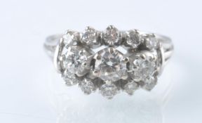 18CT GOLD 13 STONE DIAMOND RING APPROX 1CT TOTAL