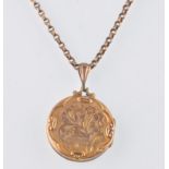 9CT GOLD F&B LOCKET AND ROLLED GOLD BOOK CHAIN