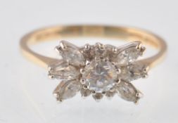 HALLMARKED 14CT GOLD AND CZ CLUSTER RING