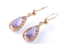 A PAIR OF 19TH CENTURY STYLE 14CT GOLD DROP EARRINGS